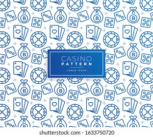 Casino Pattern Icons Outline Style Vector With White Background, Casino Gambling Symbol With Lines Flat Pattern Wallpaper Abstract Poker Design Illustration