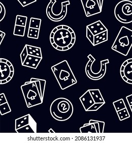 The casino pattern. Neon-style templates. Vector illustration in doodle