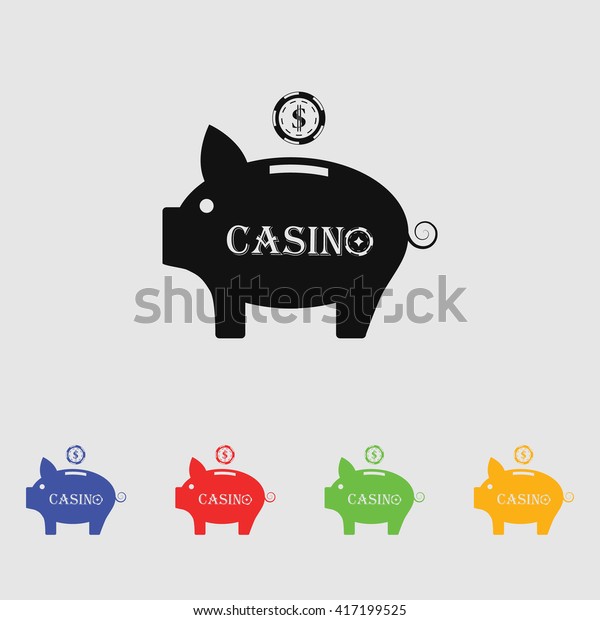 Casino Piggy Bank Chip Vector Icon Stock Vector Royalty Free