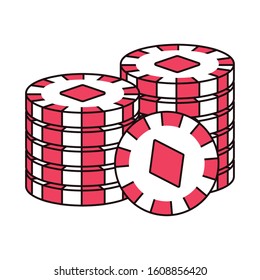 casino pile chips with diamonds isolated icon vector illustration design