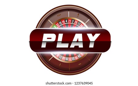 Casino play button concept isolated on white background. Poker online casino vector illustration. Gambling concept design button, poker mobile app icon