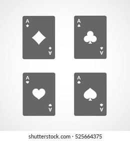 Casino Playing Card Four Aces Flat Icon On White Background