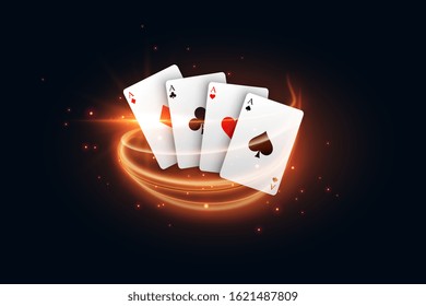 casino playing card with golden light streak