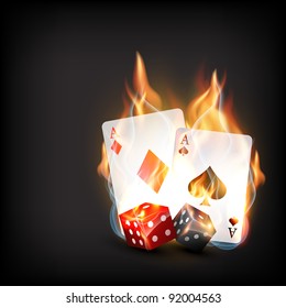 casino playing cards in burning style