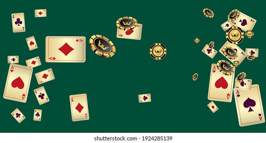 Casino Playing Cards and Playing Chips. Pattern for ads of parties, events in Vegas. Vector illustration in vintage style.