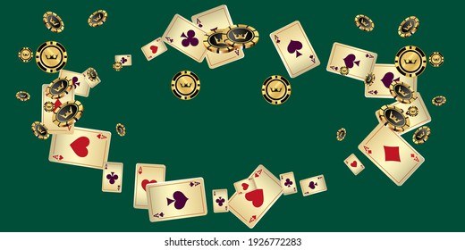 Casino Spielkarten und Spielkarten. Muster für Werbung für Partys, Events in Vegas. Vektorgrafik im Vintage-Stil.