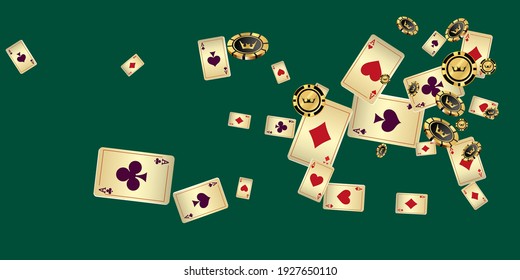 Casino Playing Cards and Playing Chips. Pattern for ads of parties, events in Vegas. Vector illustration in vintage style.