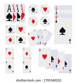 Casino playing cards. Diamonds, Hearts, Clubs, Spades. Vector illustration