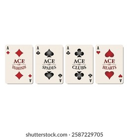 Casino playing cards. Diamonds, Hearts, Clubs, Spades on a white background. Vector illustration.