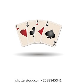 Casino playing cards. Diamonds, Hearts, Clubs, Spades on a white background. Vector illustration.