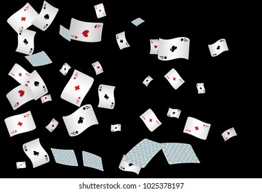 Casino Playing Cards are falling down. Playing Cards rain. Vector illustration