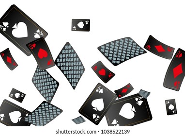 Casino Playing Cards are falling down. Playing Cards rain. Vector illustration
