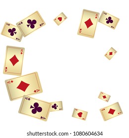 Casino Playing Cards are falling down. Vector illustration in vintage style.