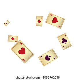 Casino Playing Cards are falling down. Vector illustration in vintage style.