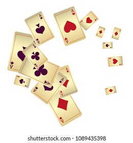 Casino Playing Cards are falling down. Vector illustration in vintage style.