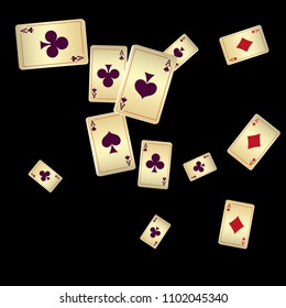 Casino Playing Cards are falling down. Playing Cards rain. Vector illustration