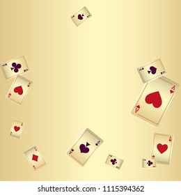 Casino Playing Cards are falling down. Vector illustration in vintage style.