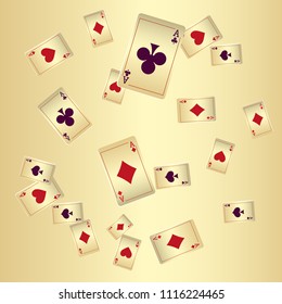 Casino Playing Cards are falling down. Playing Cards rain. Vector illustration