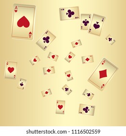 Casino Playing Cards are falling down. Playing Cards rain. Vector illustration