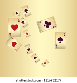 Casino Playing Cards are falling down. Playing Cards rain. Vector illustration