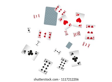 Casino Playing Cards are falling down. Playing Cards rain. Vector illustration