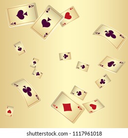 Casino Playing Cards are falling down. Playing Cards rain. Vector illustration
