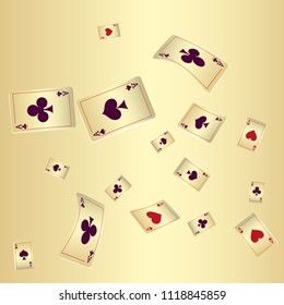 Casino Playing Cards are falling down. Playing Cards rain. Vector illustration