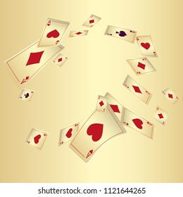 Casino Playing Cards are falling down. Playing Cards rain. Vector illustration