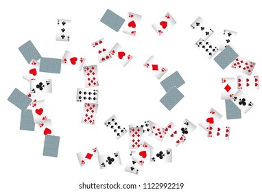Casino Playing Cards are falling down. Playing Cards rain. Vector illustration