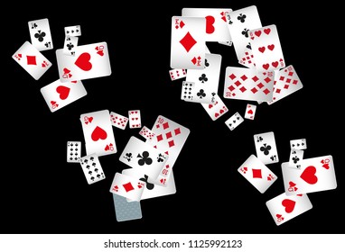 Casino Playing Cards are falling down. Playing Cards rain. Vector illustration