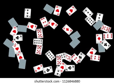 Casino Playing Cards are falling down. Playing Cards rain. Vector illustration