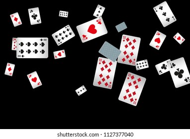 Casino Playing Cards are falling down. Playing Cards rain. Vector illustration