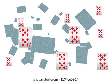 Casino Playing Cards are falling down. Playing Cards rain. Vector illustration