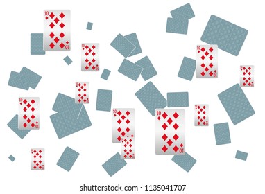 Casino Playing Cards are falling down. Playing Cards rain. Vector illustration