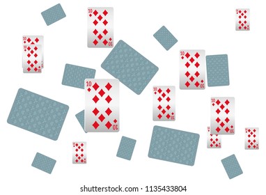 Casino Playing Cards are falling down. Playing Cards rain. Vector illustration