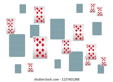 Casino Playing Cards are falling down. Playing Cards rain. Vector illustration