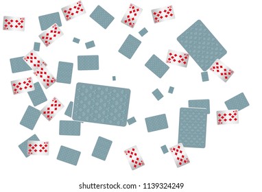 Casino Playing Cards are falling down. Playing Cards rain. Vector illustration