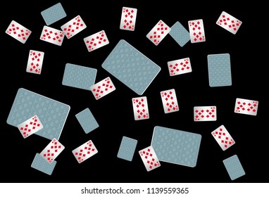 Casino Playing Cards are falling down. Playing Cards rain. Vector illustration