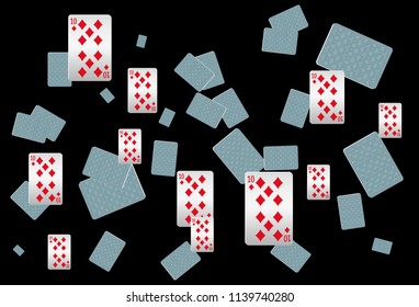 Casino Playing Cards are falling down. Playing Cards rain. Vector illustration