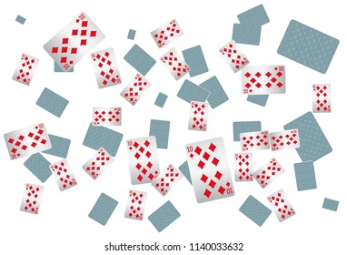 Casino Playing Cards are falling down. Playing Cards rain. Vector illustration