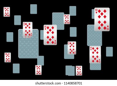 Casino Playing Cards are falling down. Playing Cards rain. Vector illustration