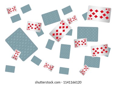 Casino Playing Cards are falling down. Playing Cards rain. Vector illustration