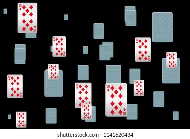 Casino Playing Cards are falling down. Playing Cards rain. Vector illustration