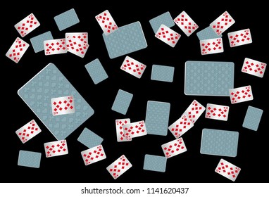 Casino Playing Cards are falling down. Playing Cards rain. Vector illustration