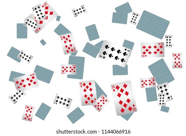 Casino Playing Cards are falling down. Playing Cards rain. Vector illustration