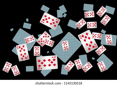 Casino Playing Cards are falling down. Playing Cards rain. Vector illustration