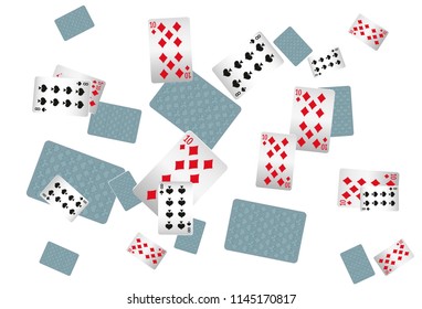 Casino Playing Cards are falling down. Playing Cards rain. Vector illustration