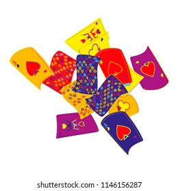 Casino Playing Cards are falling down. Playing Cards rain. Vector illustration