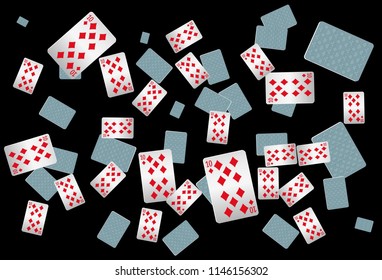 Casino Playing Cards are falling down. Playing Cards rain. Vector illustration