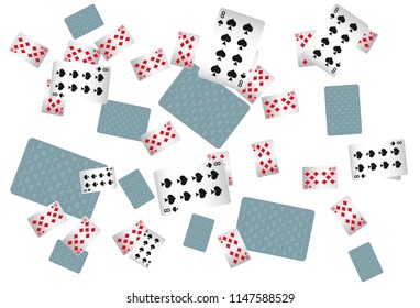 Casino Playing Cards are falling down. Playing Cards rain. Vector illustration